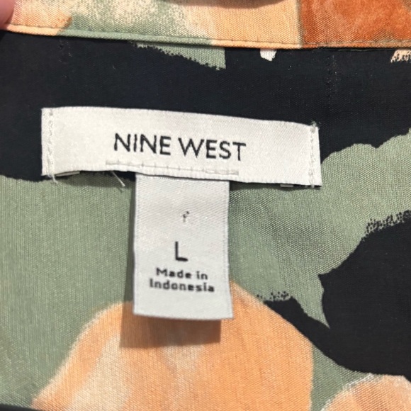 Nine West Abstract Print Tie Waist Midi Shirt Dress Size Large - Picture 4 of 6